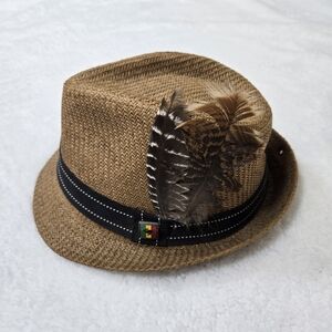 Peter Grimm Brown Fedora with Feather Accent